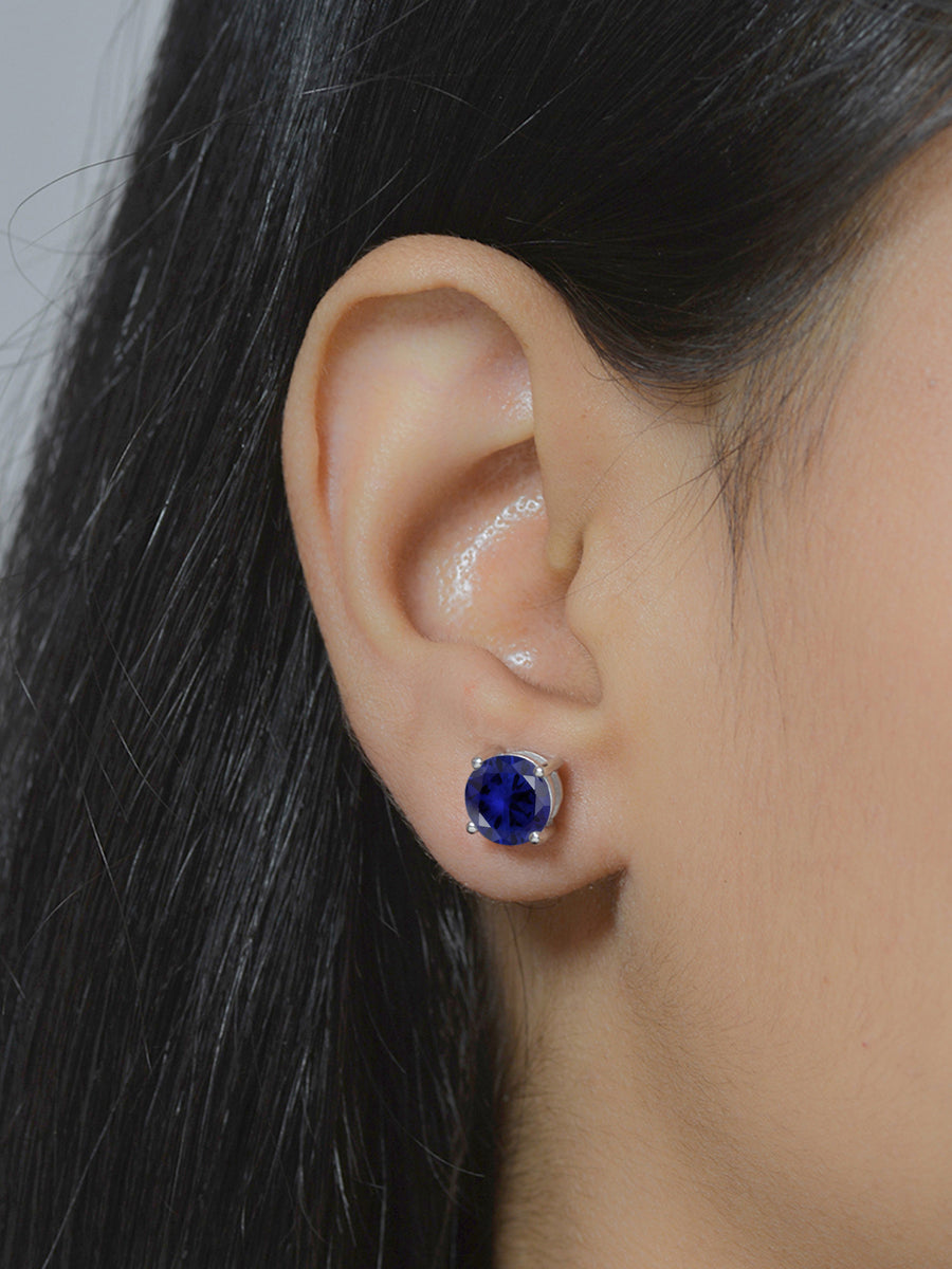 2 Carat Blue Sapphire Stud Earrings-2