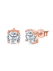 2 Carat Rose Gold Solitaire Studs For Women