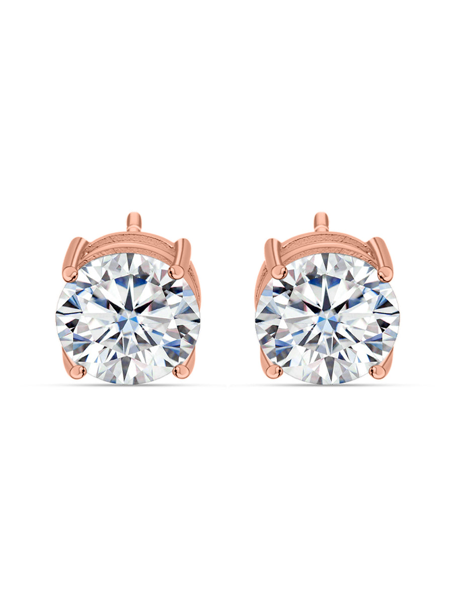 2 Carat Rose Gold Solitaire Studs For Women