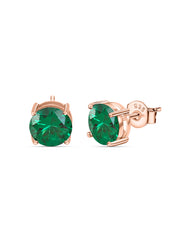 2 Carat Rose Gold Emerald Stud Earrings For Women