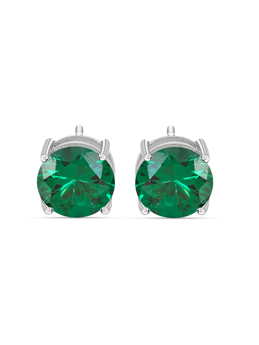 2 Carat Emerald Earrings Studs For Women