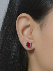 Red Ruby 2 Carat Solitaire Stud Earrings For Women-2