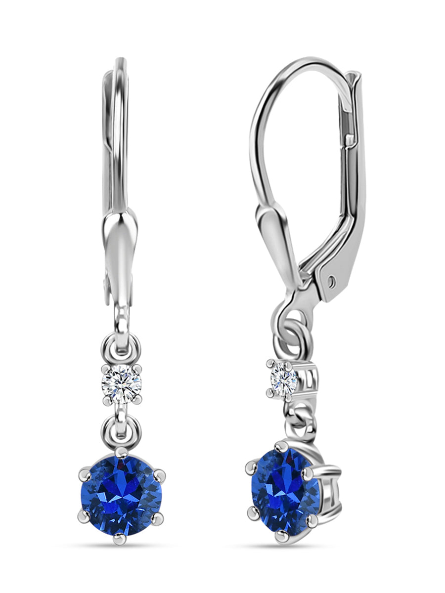 Ornate Jewels Blue Sapphire Dangle 925 Silver Earrings For Women