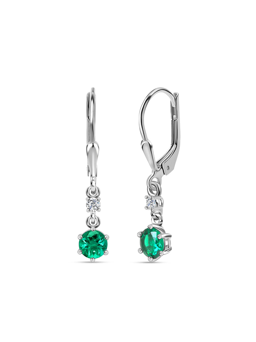 925 Sterling Silver Emerald Dangle Earrings For Women