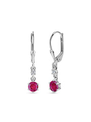 Ornate Red Ruby 925 Silver Dangle Earrings For Women