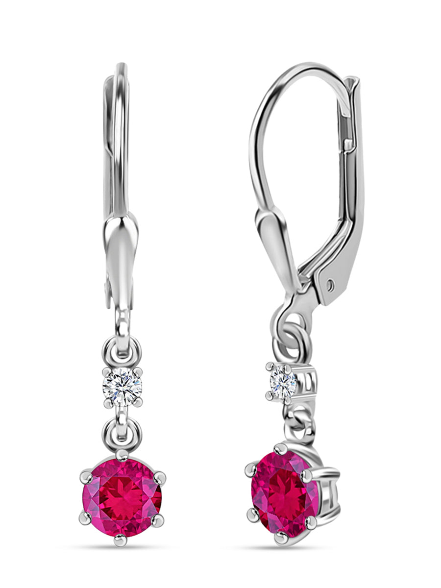 Ornate Red Ruby 925 Silver Dangle Earrings For Women-9