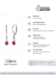 Ornate Red Ruby 925 Silver Dangle Earrings For Women