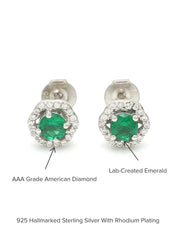 Pure 925 Silver Studded Emerald Earrings For Women-6