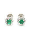 PURE 925 SILVER STUDDED EMERALD EARRINGS FOR WOMEN
