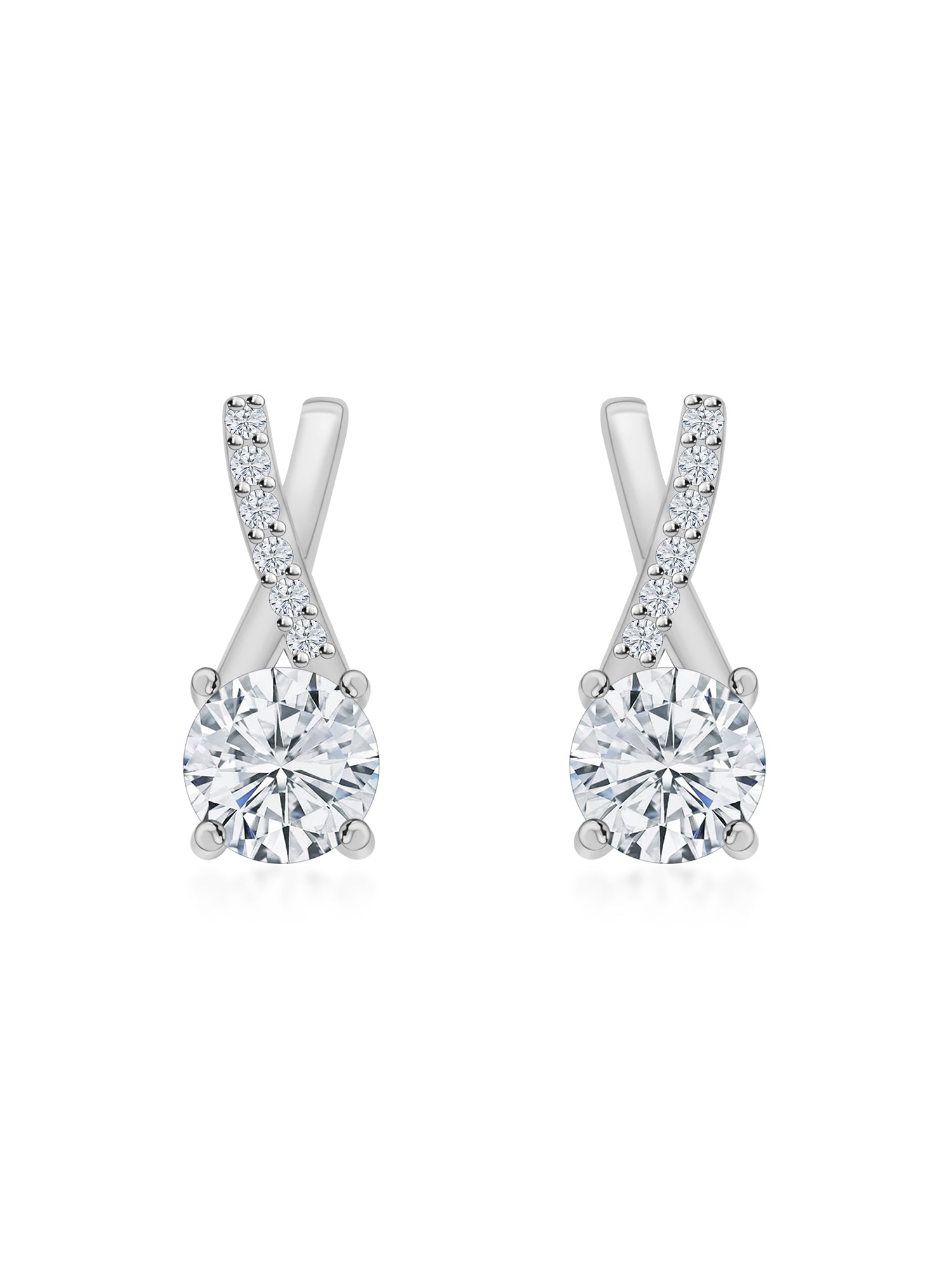 American Diamond 0.75 Carat Solitaire Stud Earrings In 925 Sterling Silver