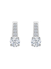 Ornate 0.50 Carat Solitaire Dangle Style Pure Silver Earrings For Women-1
