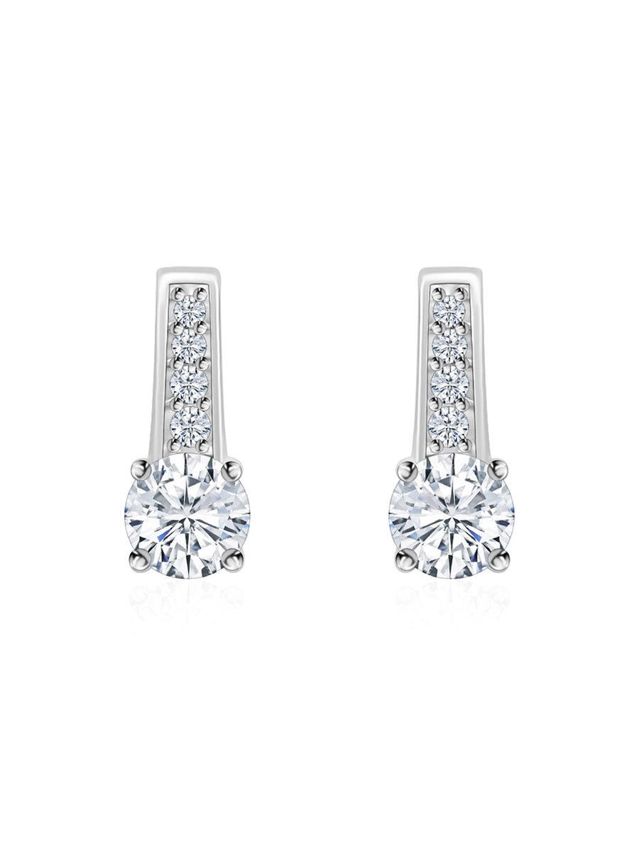 Ornate 0.50 Carat Solitaire Dangle Style Pure Silver Earrings For Women-1
