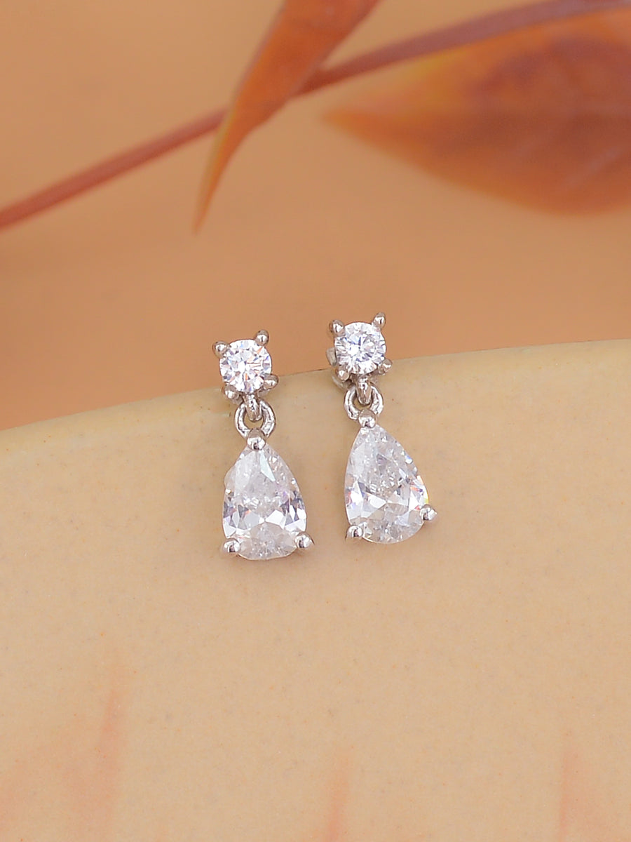 0.50 Carat Solitaire Teardrop Shape Pure Silver Earrings For Women