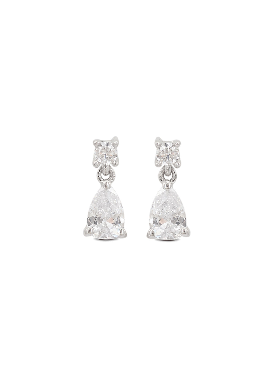 0.50 Carat Solitaire Teardrop Shape Pure Silver Earrings For Women