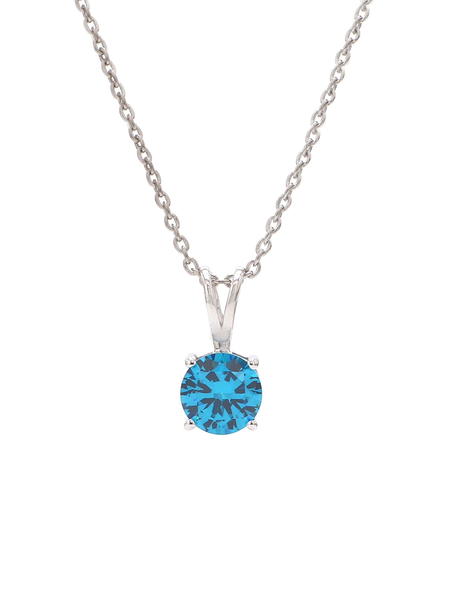 Swiss Blue Solitaire Pendant With Chain