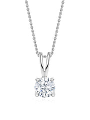 1 Carat Solitaire Pendant Necklace In 925 Silver For Women