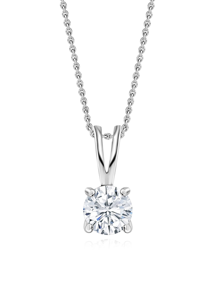 1 Carat Solitaire Pendant Necklace In 925 Silver For Women