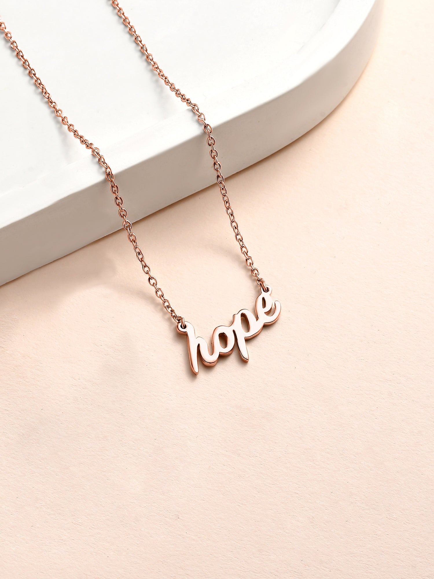 Rose Gold Hope Pendant With Chain-1