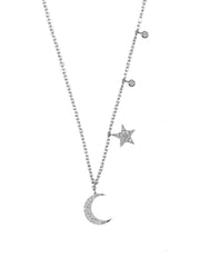 Star And Moon Pendant With Chain-2
