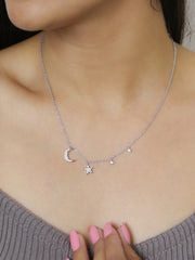 Star And Moon Pendant With Chain-3