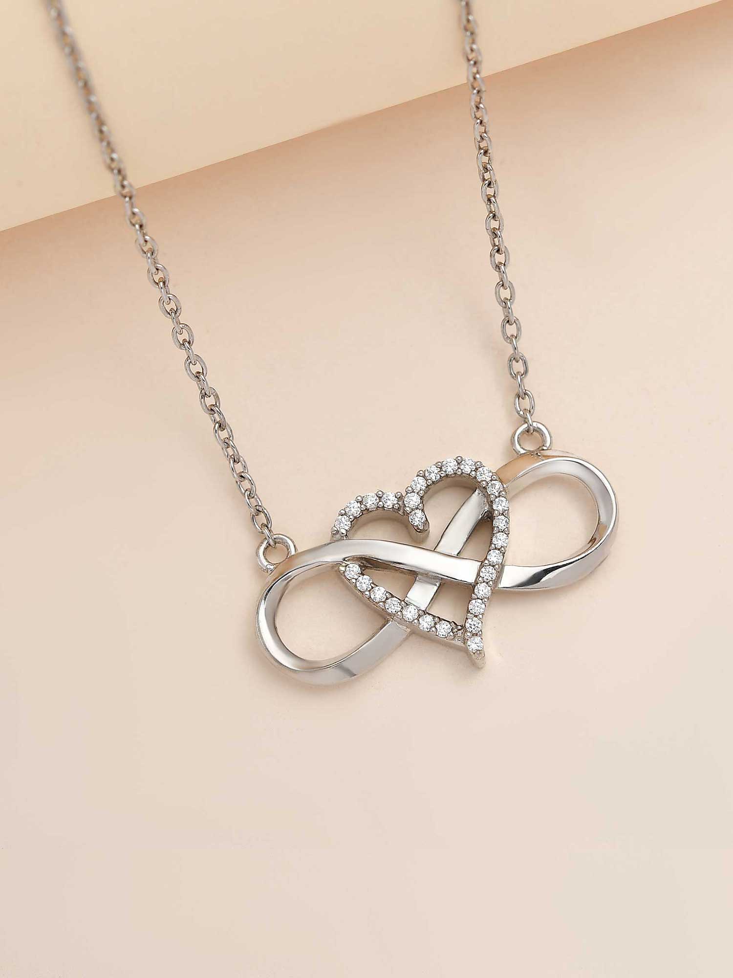 Heart Infinity Necklace In 925 Silver