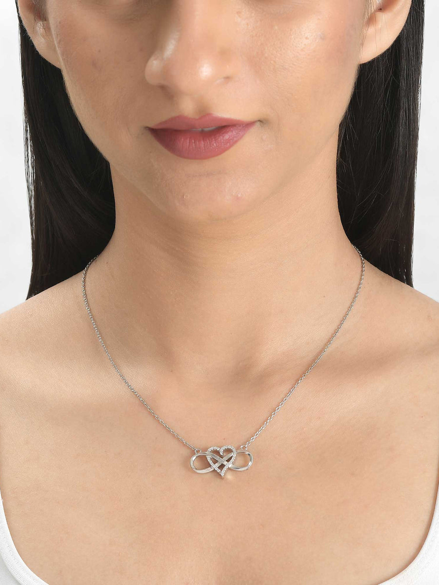 Heart Infinity Necklace In 925 Silver