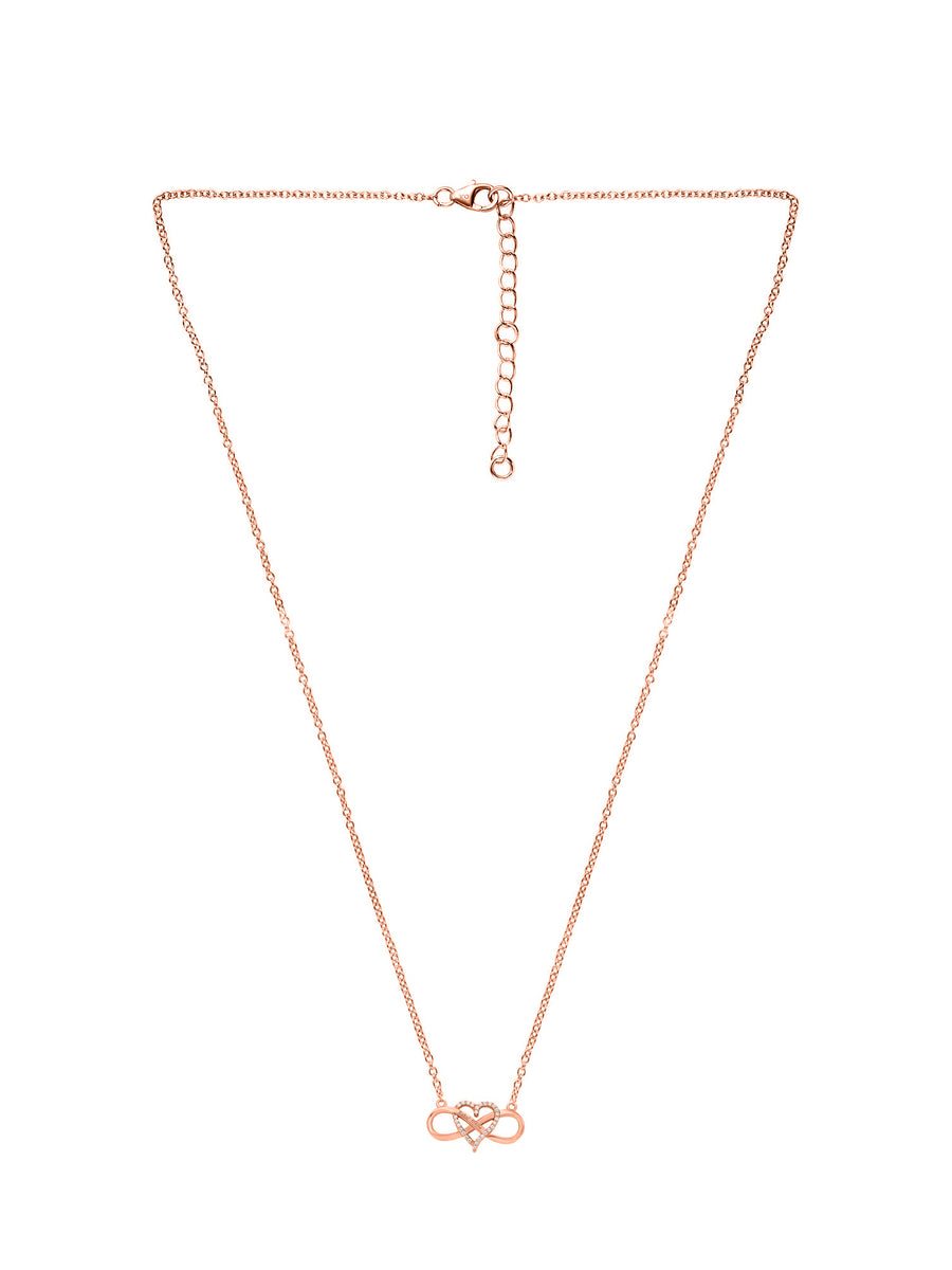 Heart Infinity Necklace In Rose Gold For Women