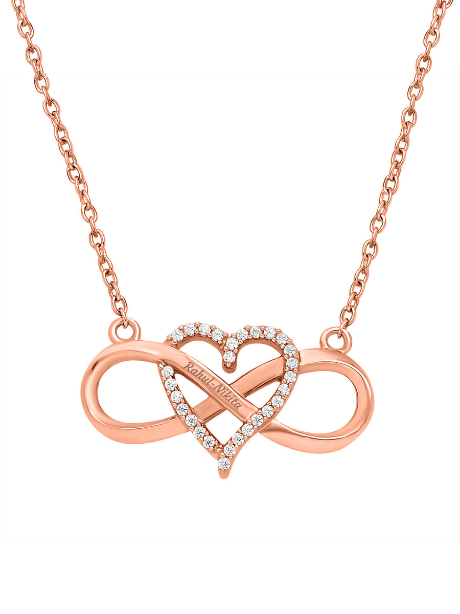 Heart Infinity Necklace In Rose Gold For Women