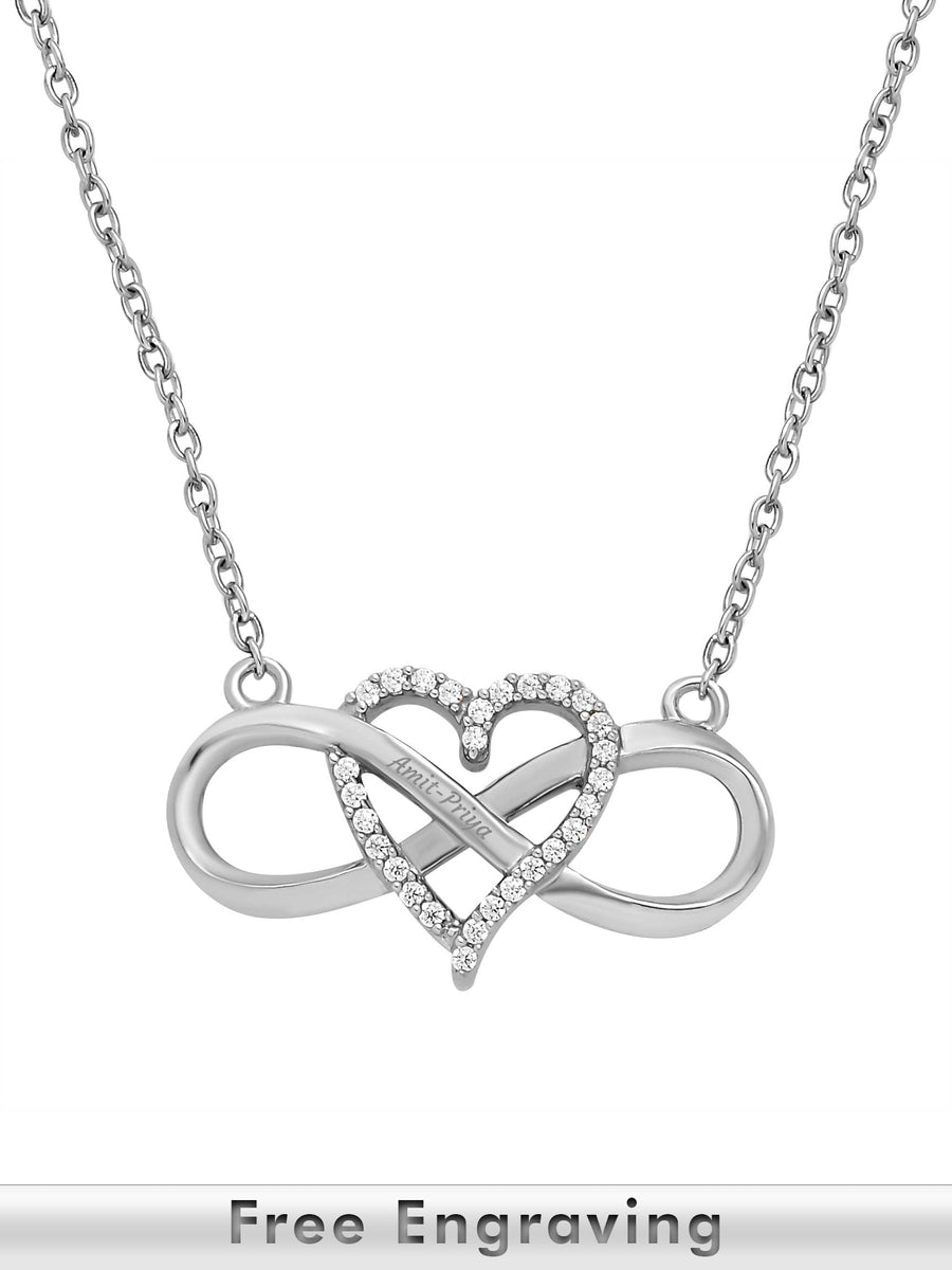 Heart Infinity Necklace In 925 Silver