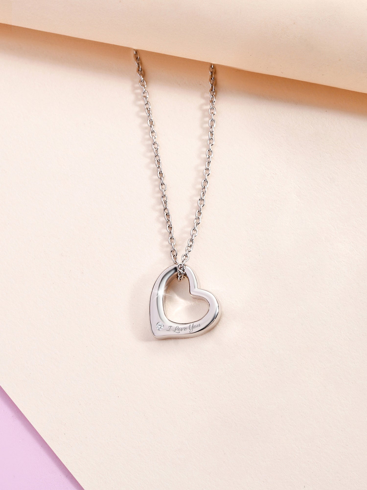 AAA American Diamond Solitaire Heart Love Pendant With Chain