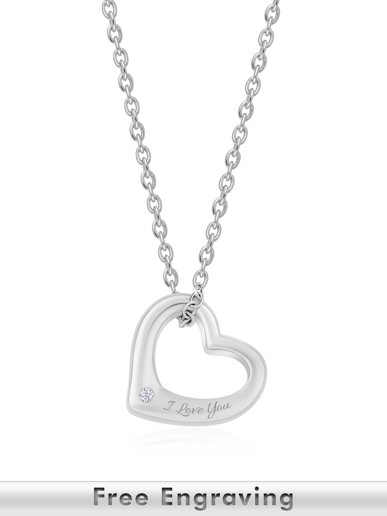 AAA American Diamond Solitaire Heart Love Pendant With Chain