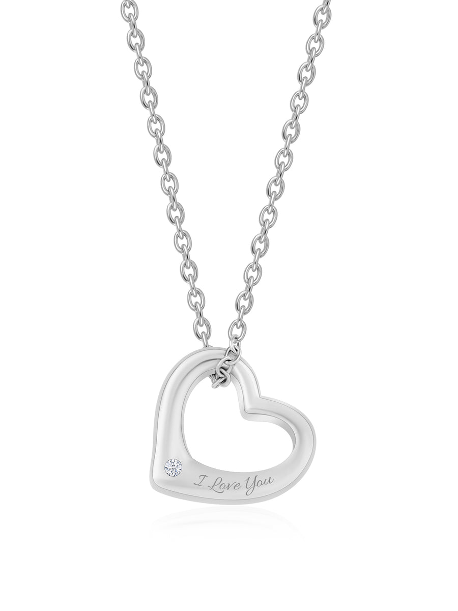 AAA American Diamond Solitaire Heart Love Pendant With Chain