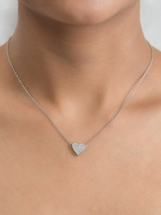 Diamond Look Heart Necklace In 925 Silver-6