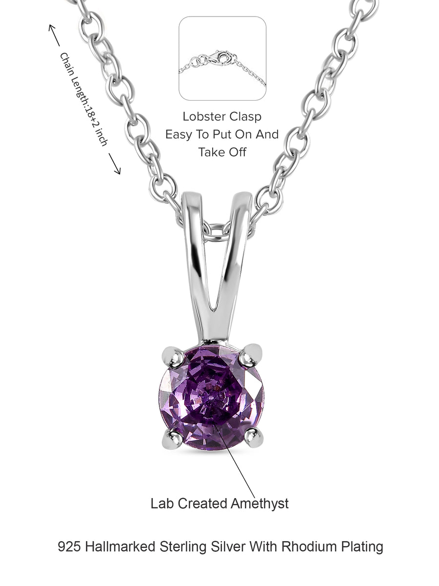 0.50 Carat Solitaire Amethyst Pendant Necklace For Women-5