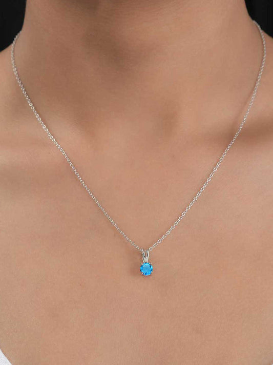 0.50 Carat Blue Topaz Pendant  With Chain For Women-1