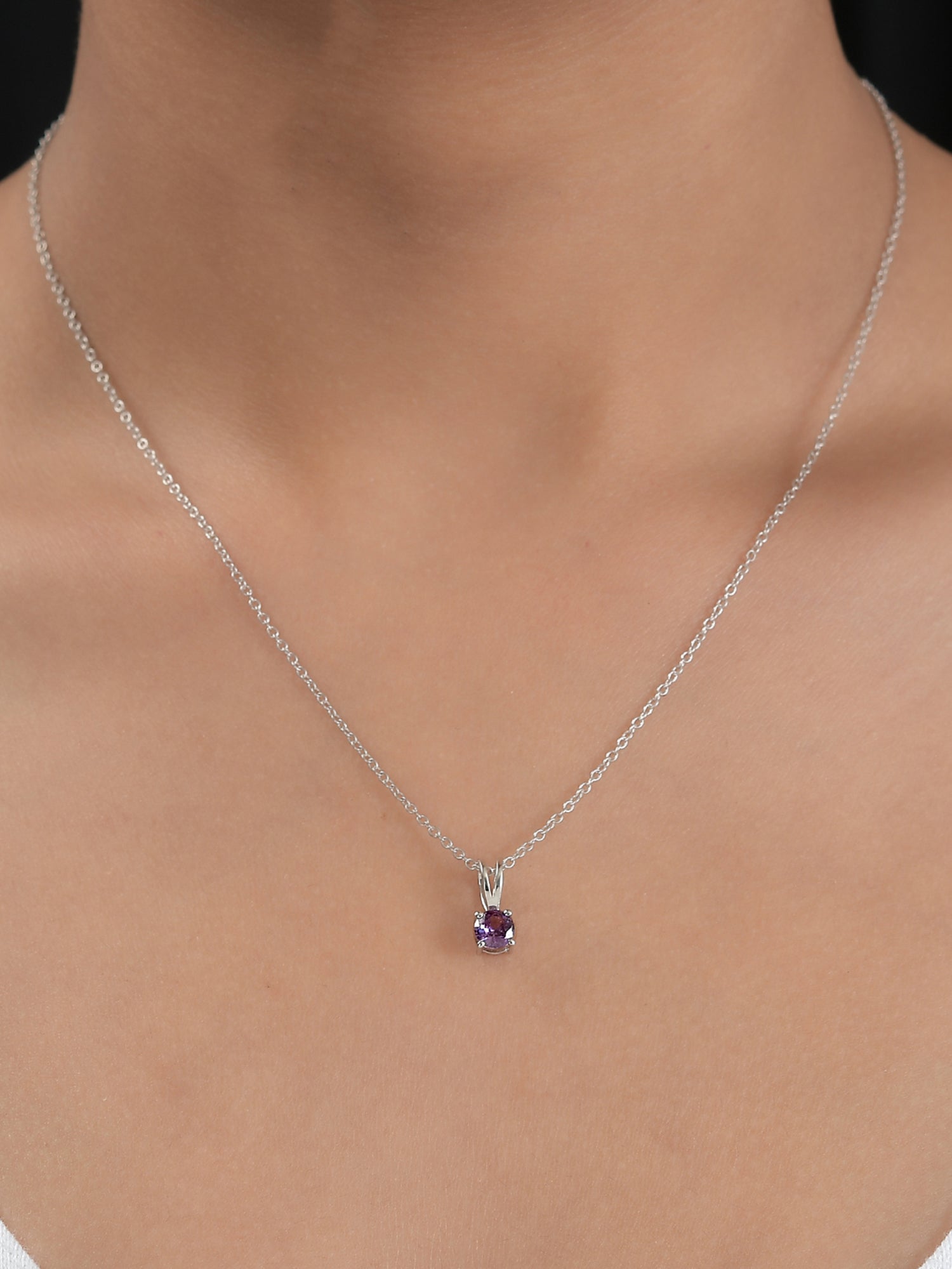 0.50 Carat Solitaire Amethyst Pendant Necklace For Women-2