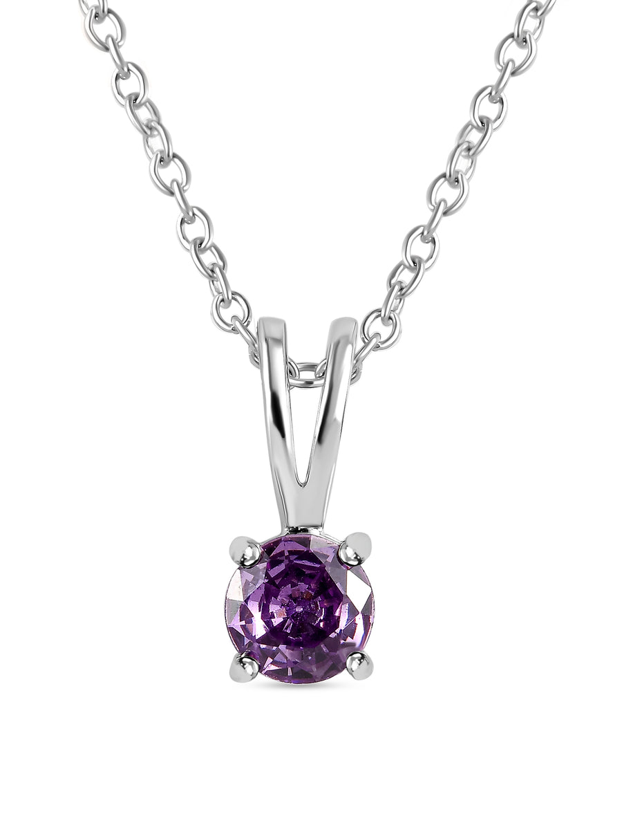 0.50 Carat Solitaire Amethyst Pendant Necklace For Women