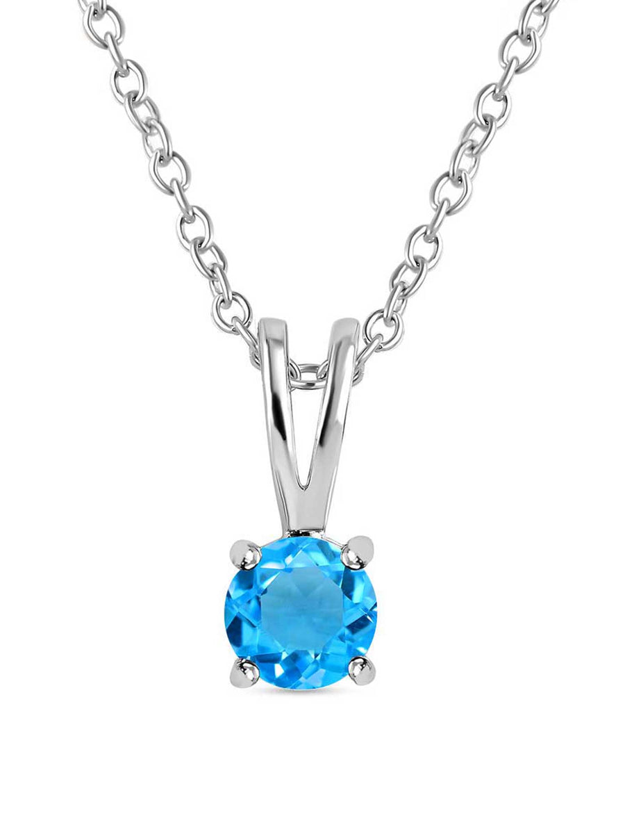 0.50 Carat Blue Topaz Pendant  With Chain For Women-8