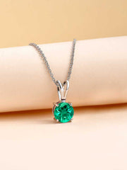 0.50 Carat Emerald Pendant Necklace In 925 Silver For Women-1