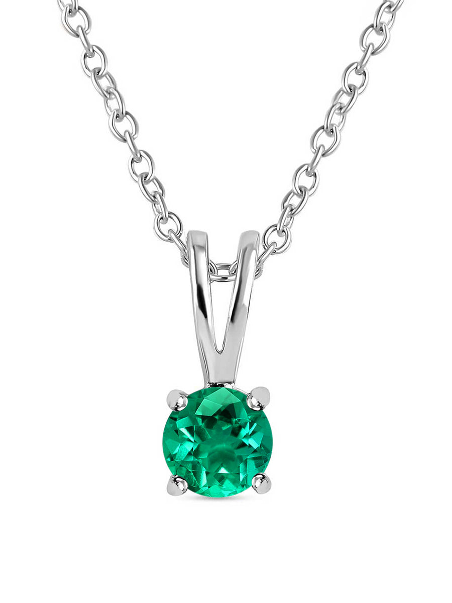 0.50 Carat Emerald Pendant Necklace In 925 Silver For Women-3