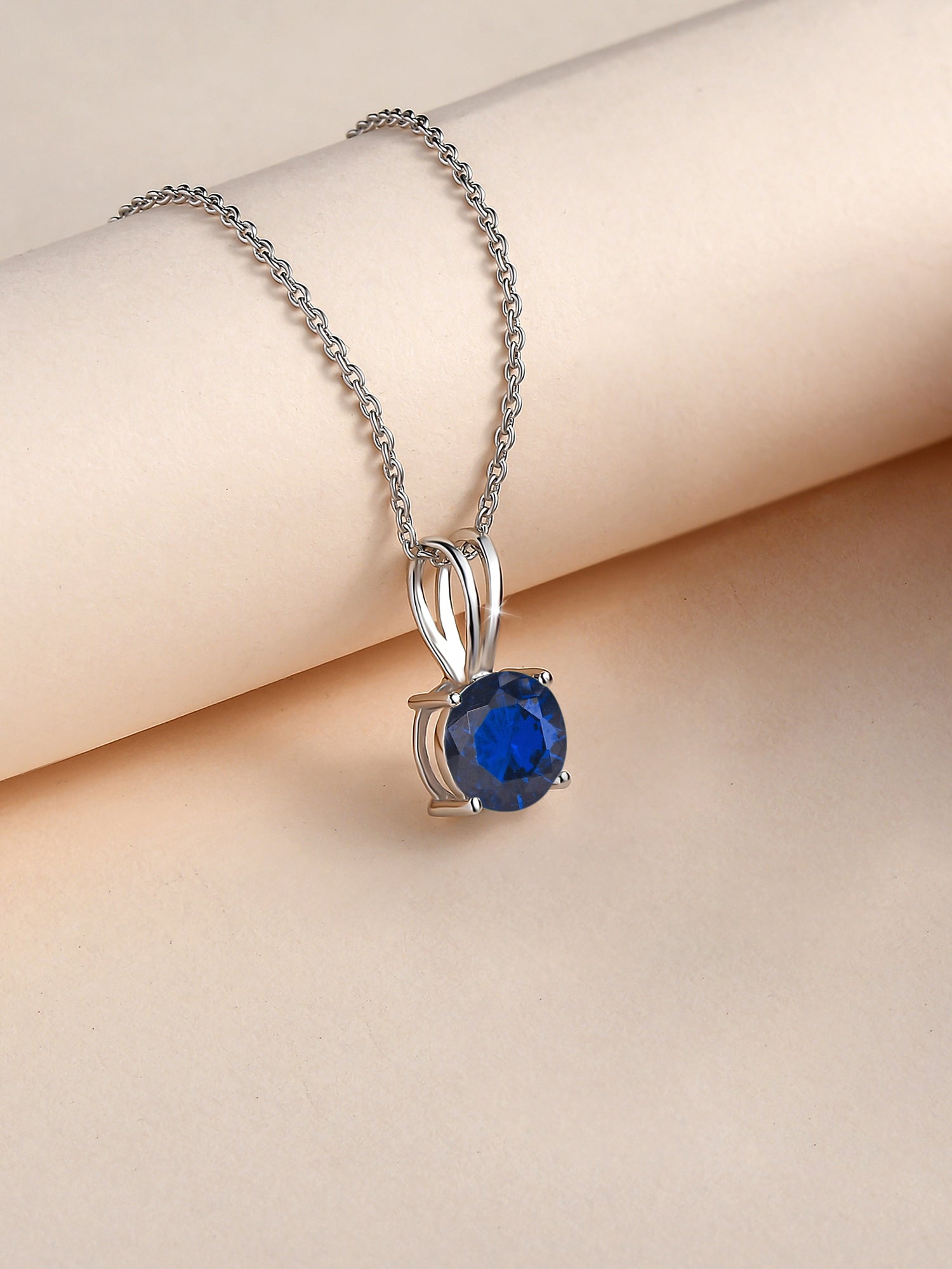 1 Carat Blue Sapphire Pendant Necklace For Women In Pure Silver-1