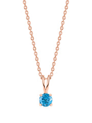 1 Carat Rose Gold Blue Topaz Pendant With Chain For Women