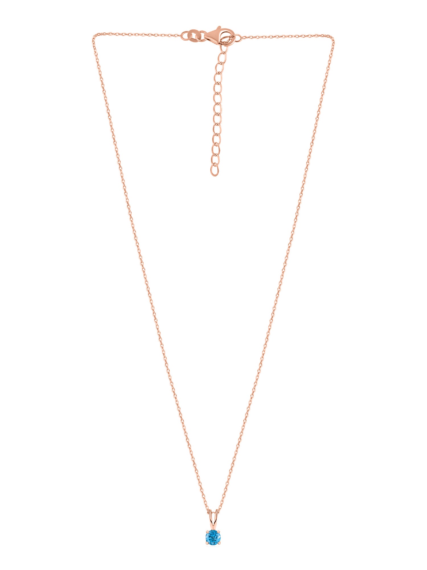 1 Carat Rose Gold Blue Topaz Pendant With Chain For Women