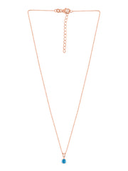 1 Carat Rose Gold Blue Topaz Pendant With Chain For Women