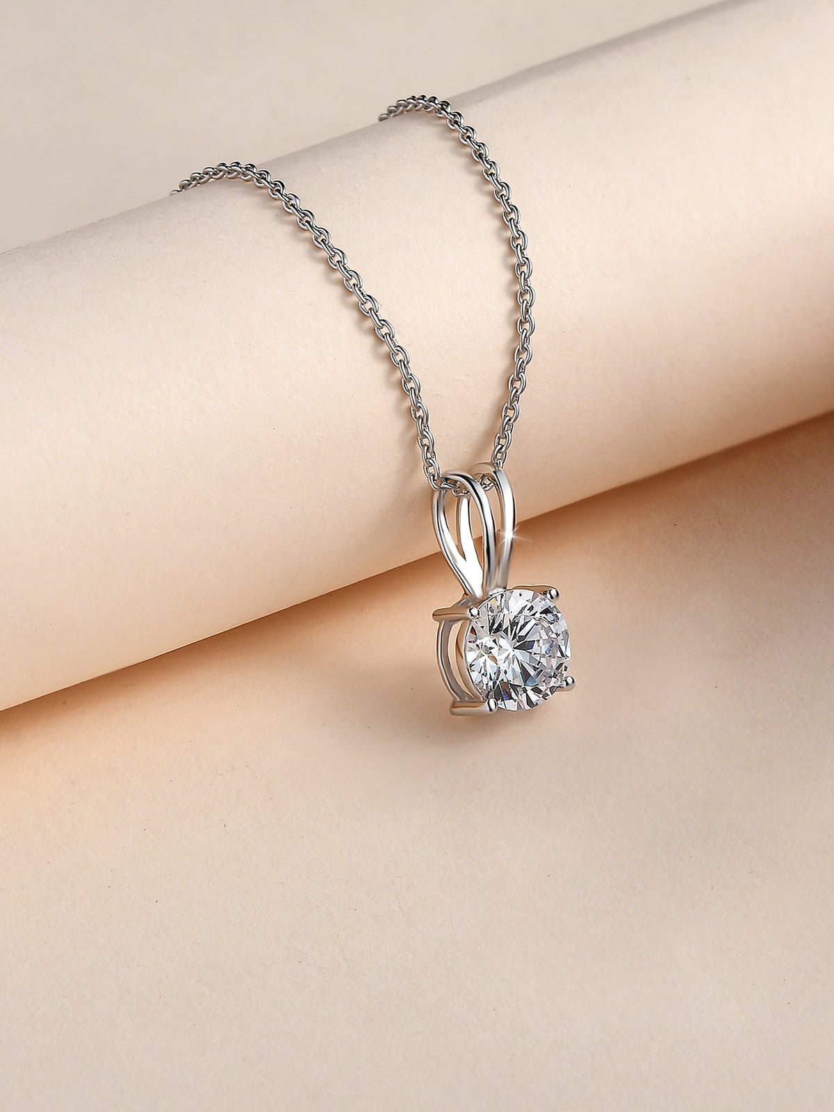 1 Carat Solitaire Pendant Necklace In 925 Sterling Silver For Women-11