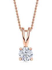 1 Carat Solitaire Pendant Necklace In Rose Gold For Women