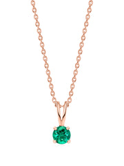 1 Carat Rose Gold Solitaire Emerald Pendant With Chain