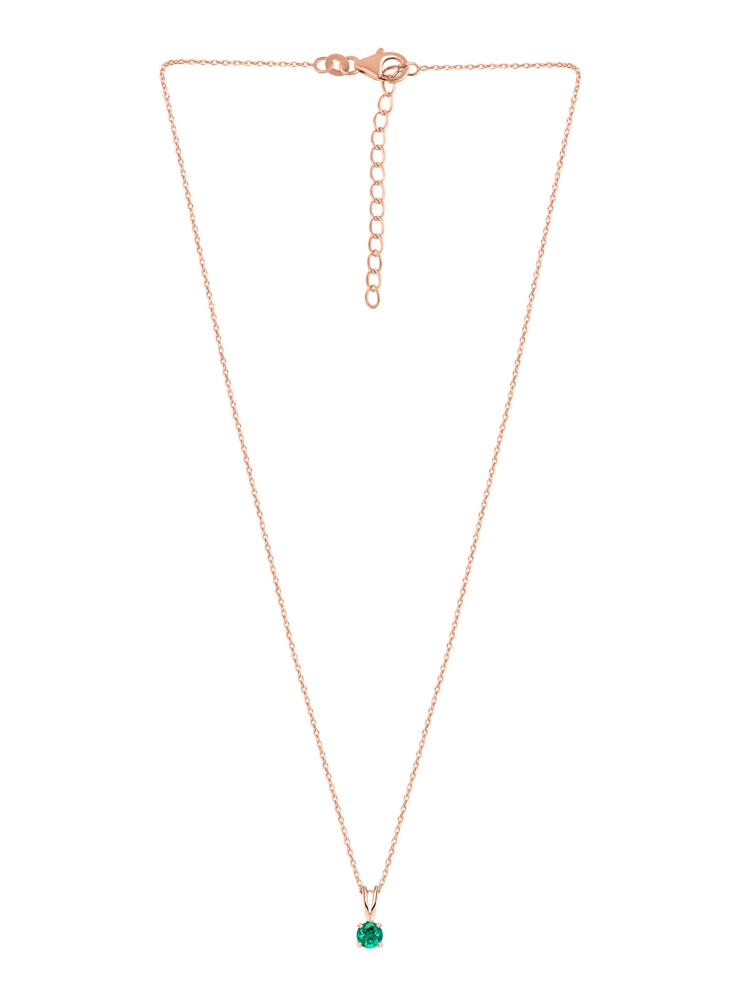 1 Carat Rose Gold Solitaire Emerald Pendant With Chain