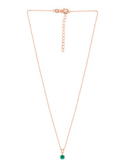 1 Carat Rose Gold Solitaire Emerald Pendant With Chain