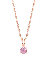 1 Carat Rose Gold Pink Stone Pendant With Chain For Women